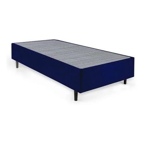 Base Box Solteiro Suede Azul 78x188x40
