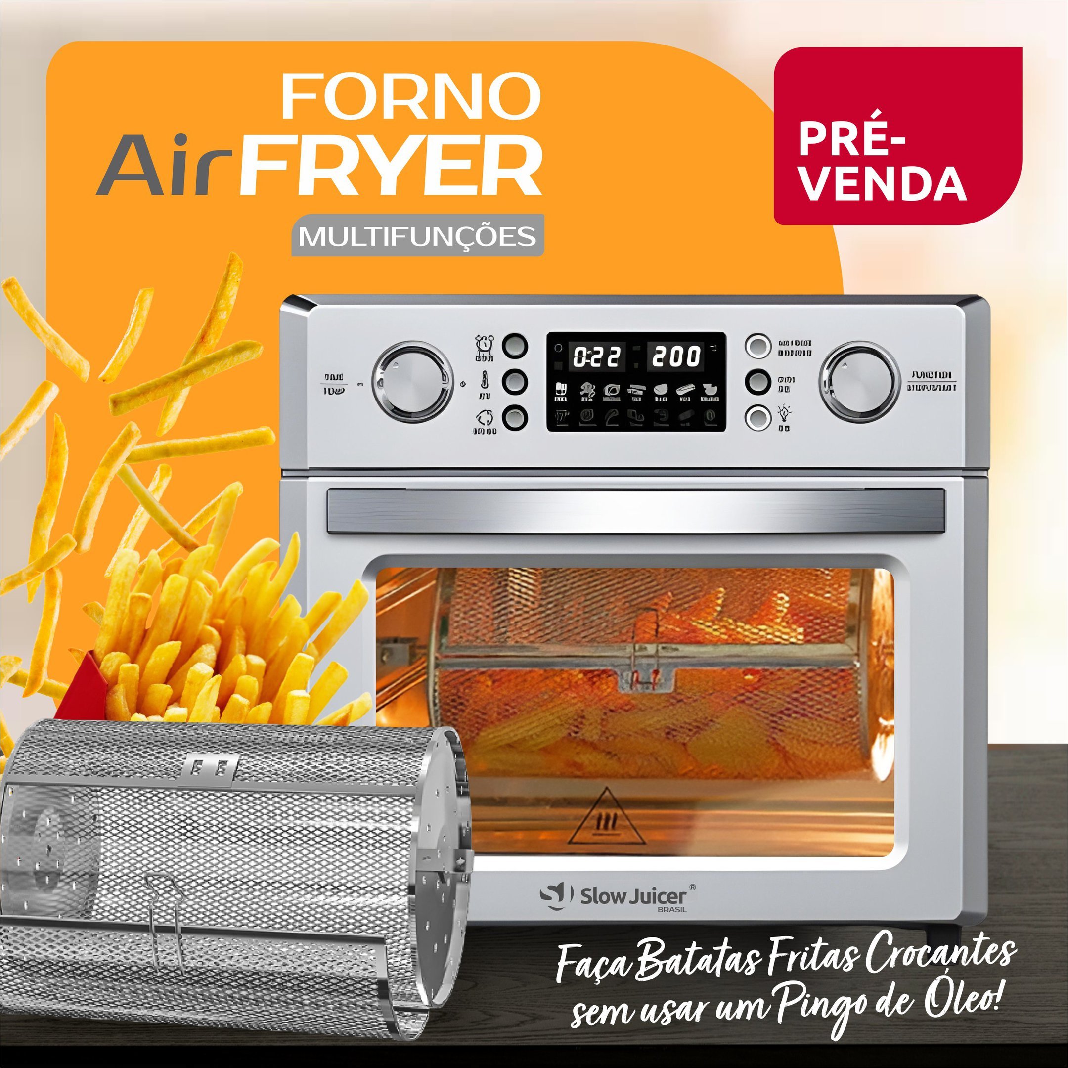 Forno Air Fryer c/ Espeto para Churrasco - 110v - 6