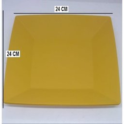 15 Prato Quadrado Refeição Multiuso Lanche Amarelo Casa - 5