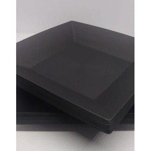 20 Prato Quadrado Refeição Multiuso Lanche Preto Casa