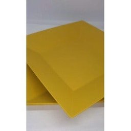50 Prato Quadrado Refeição Multiuso Lanche Amarelo Casa - 2
