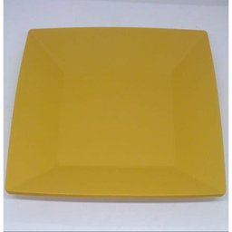 50 Prato Quadrado Refeição Multiuso Lanche Amarelo Casa - 4
