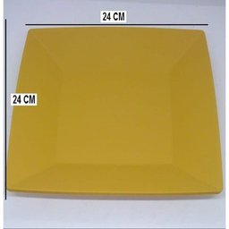 50 Prato Quadrado Refeição Multiuso Lanche Amarelo Casa - 5