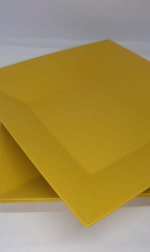 50 Prato Quadrado Refeição Multiuso Lanche Amarelo Casa - 9