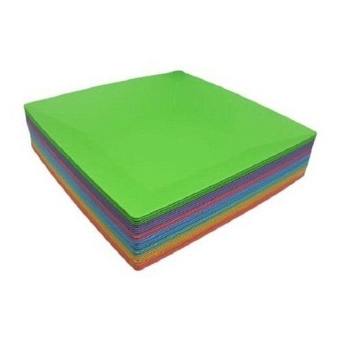 50 Prato Quadrado Refeição Multiuso Lanche Colorido Casa