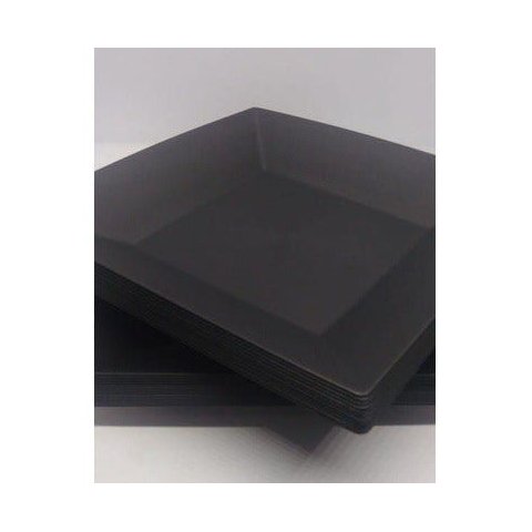 50 Prato Quadrado Refeição Multiuso Lanche Preto Casa