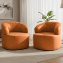 Ver imagem 1 de Kit 02 Poltronas Giratória Orgânica para Sala Living Helena L02 Couríssimo Canela - Lyam Decor