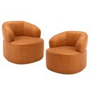 Ver imagem 2 de Kit 02 Poltronas Giratória Orgânica para Sala Living Helena L02 Couríssimo Canela - Lyam Decor