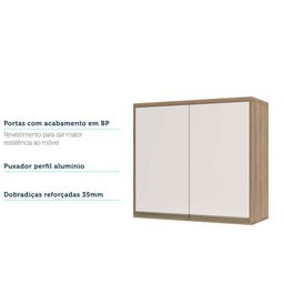 Armário Aéreo 80cm 2 Portas 1 Prateleira Mel Vanilla - 2