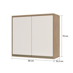 Armário Aéreo 80cm 2 Portas 1 Prateleira Mel Vanilla - 3