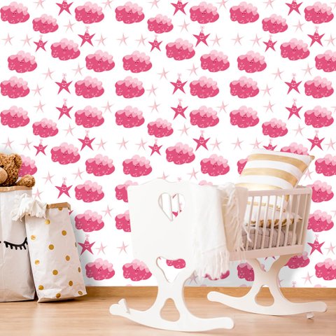Papel de Parede Infantil - Lua, Sol e Estrelas 8 Arte Destaque 2,50 Metros