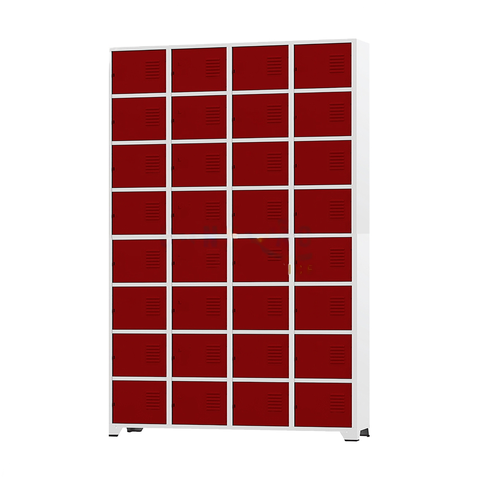 Armário Roupeiro De Aço Para Vestiário 32 Portas Locker Vermelho