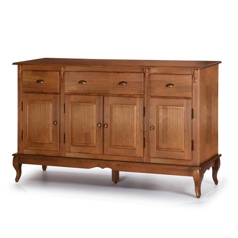 Balcão Buffet 4 Portas 3 Gavetas 60805 Hannover Linz Móveis - Imbuia Glazer