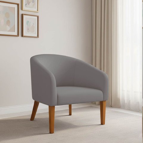 Poltrona Sala Decorativa Stella Pé Madeira Trapézio Castanho Suede D03 - D’Rossi