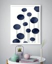Ver imagem 1 de Quadro Decorativo Abstrato Círculos Azuis - 70x50cm:moldura Branca