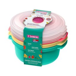 Conjunto 3 Pote Plástico Colorido 530ml Vac Freezer Tampa Reversível Sanremo - 1