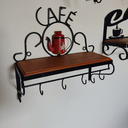 Ver imagem 4 de Prateleira de Café Porta Tempero 40cm Tema Bule Vermelho Sudeste Rústico