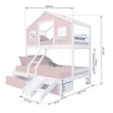 Ver imagem 3 de Beliche Casal/ Solteiro Casinha Sonhos 02 Gavetas Rosa Kit Escada/ Escorregador Madeira Maciça Rosa