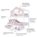 Ver imagem 4 de Beliche Casal/ Solteiro Casinha Sonhos 02 Gavetas Rosa Kit Escada/ Escorregador Madeira Maciça Rosa