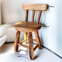 Ver imagem 2 de Cadeirinha Madeira Maciça Encosto Banqueta Pequena Tamborete Banco Cozinha Decoração Papel de Parede