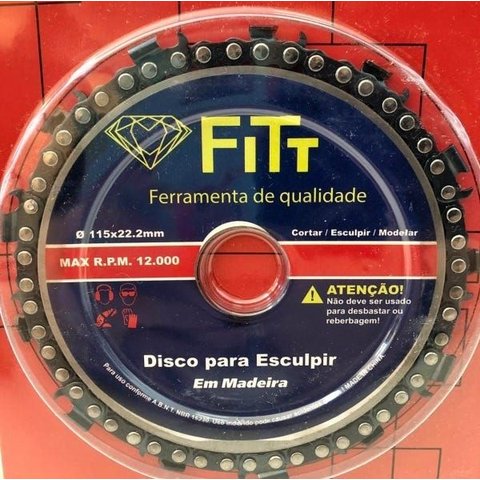 Disco com Corrente para Entalhar Madeira Fitt 115x22.23mm