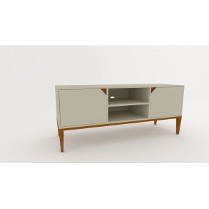 Rack Art Grande Nude 2 Portas 2 Nichos para TV até 56 Polegadas Largura 135 cm:Nude/Unico