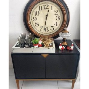 Rack Art Pequeno Preto 2 Portas para TV até Até 56 Polegadas Largura 90 cm:Preto/Unico