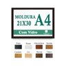 Moldura a4 21x30 de 1,5 cm de espessura na cor preta com Vidro - 1