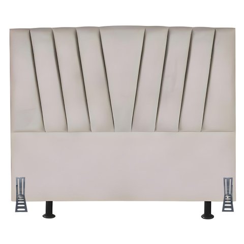 Cabeceira Cama Box King 195 Cm Safira em Corino com Frame:bege