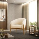 Ver imagem 2 de Kit 02 Poltronas Stella Suede Bege Base Madeira Castanho - D’Rossi