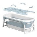 Ver imagem 6 de Banheira Ofurô Dobrável Portátil 260 Litros Adulto 148 cm Com Suporte VG+ - Azul