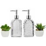 Kit Banheiro Porta Sabonete Líquido Vidro Clear e Mini Vaso Suculenta 4 Peças - 1