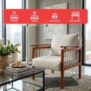 Ver imagem 3 de Kit 4 Poltrona Sala Decorativa Ayla Estofada Boucle Branco Base Madeira Castanho - Arkell