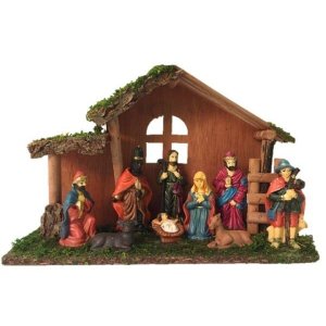 Presépio Resina Premium Manjedoura 30cm 9 Figuras - Master C