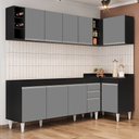 Ver imagem 1 de Armário de Cozinha Modulado de Canto Esquerdo 5 Peças Cp52 Balcão sem Tampo Preto/cinza - Lumil Lumi