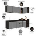 Ver imagem 3 de Armário de Cozinha Modulado de Canto Esquerdo 5 Peças Cp52 Balcão sem Tampo Preto/cinza - Lumil Lumi