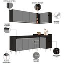 Ver imagem 3 de Armário de Cozinha Modulado de Canto Esquerdo 5 Peças Cp52 Balcão sem Tampo Preto/cinza - Lumil Lumi