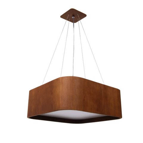 Lustre Pendente Madeira Arredondado 25x25cm Mel
