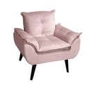 Ver imagem 2 de Kit 02 Poltrona Cadeira Decorativa Glamour com Pés Quadrado Rosa Veludo