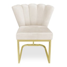 Kit 02 Poltronas Flor Veludo Base Metálica Industrial Dourado - Pallazio Marrom - 4
