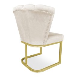 Kit 02 Poltronas Flor Veludo Base Metálica Industrial Dourado - Pallazio Marrom - 5
