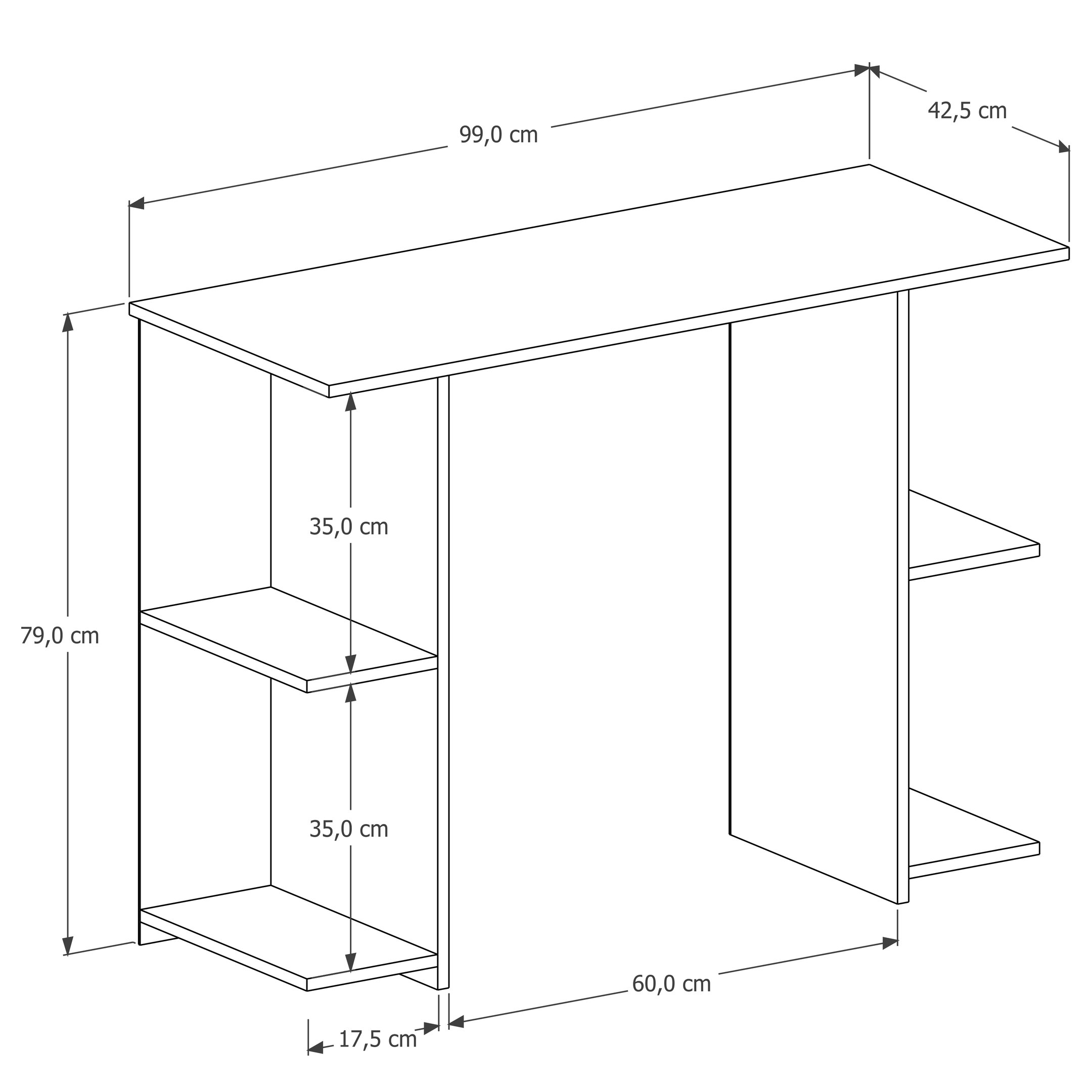 Mesa Escrivaninha com Prateleira Multifuncional Haza para Escritório Home Office Estudo:branco - 4