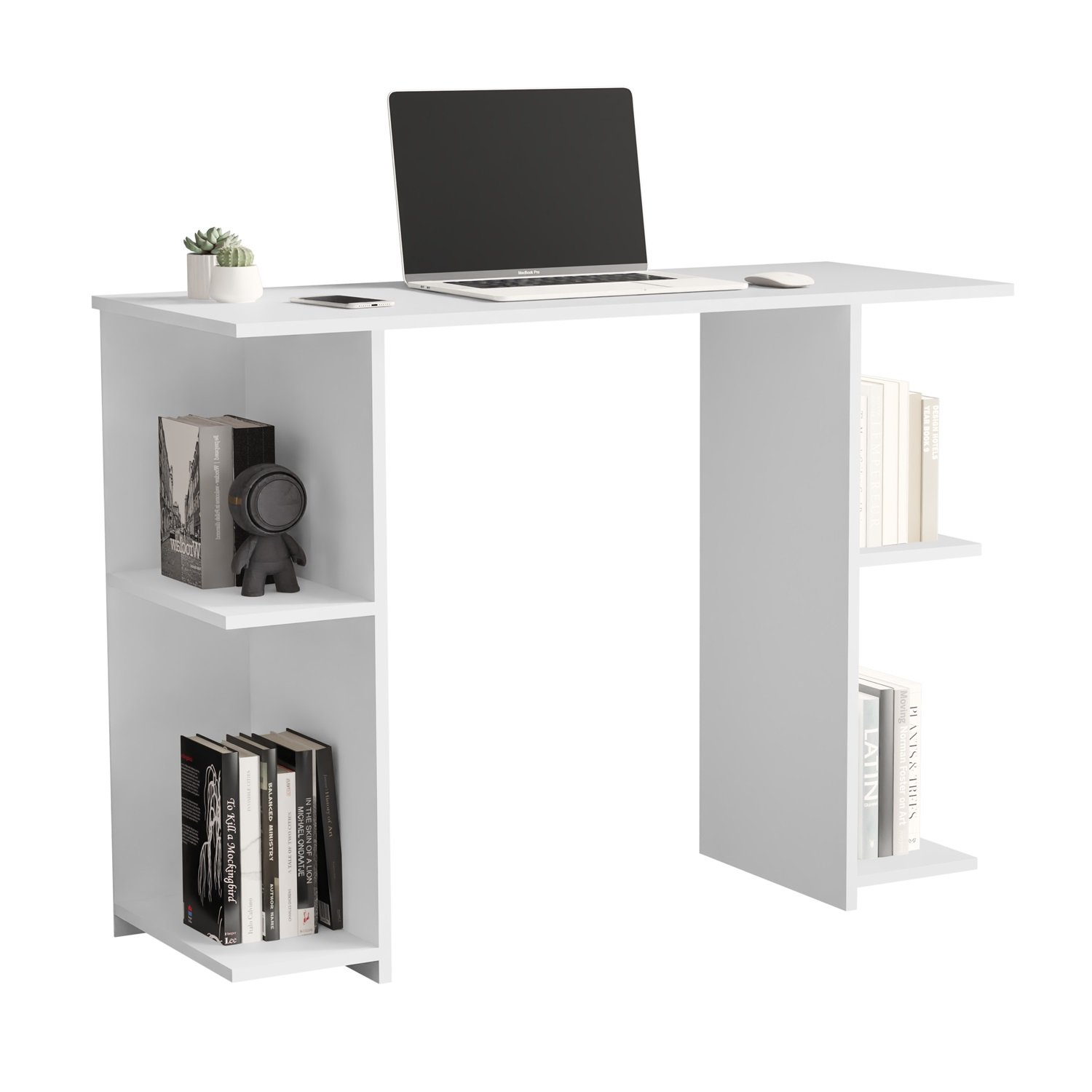 Mesa Escrivaninha com Prateleira Multifuncional Haza para Escritório Home Office Estudo:branco - 1