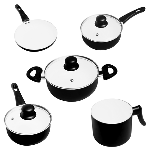 Jogo de Panelas Cerâmica Antiaderente Roma 5 Peças Preta