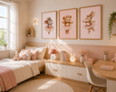 Ver imagem 2 de Kit 3 Quadros Decorativo Quarto Bebê Menina com Moldura - Bailarina Das Estrelas NO1