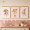 Ver imagem 4 de Kit 3 Quadros Decorativo Quarto Bebê Menina com Moldura - Bailarina Das Estrelas NO1