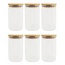 Conjunto Pote Vidro Hermético 200ml 6un Tampa Bambu Natural - 1