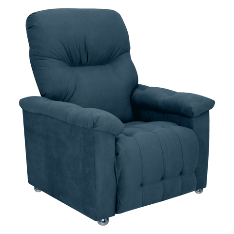 Poltrona Verona Azul em Veludo Maserati com Reclinação 2 Estágios e Zero Wall 83cm