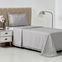 Ver imagem 6 de Kit Cobre Leito Elegance Solteiro Microfibra 100% Poliéster com Babado Cinza Casa Scarpa