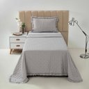 Ver imagem 4 de Kit Cobre Leito Elegance Solteiro Microfibra 100% Poliéster com Babado Cinza Casa Scarpa